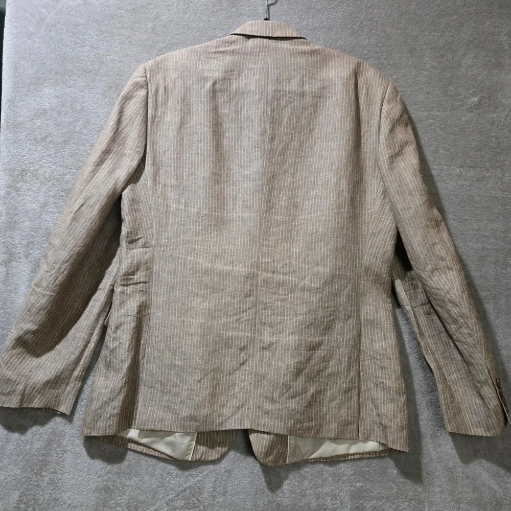 Linen Blazer 44R Neutral Coastal Beachy Wedding Sport Coat Quiet Luxury Classic